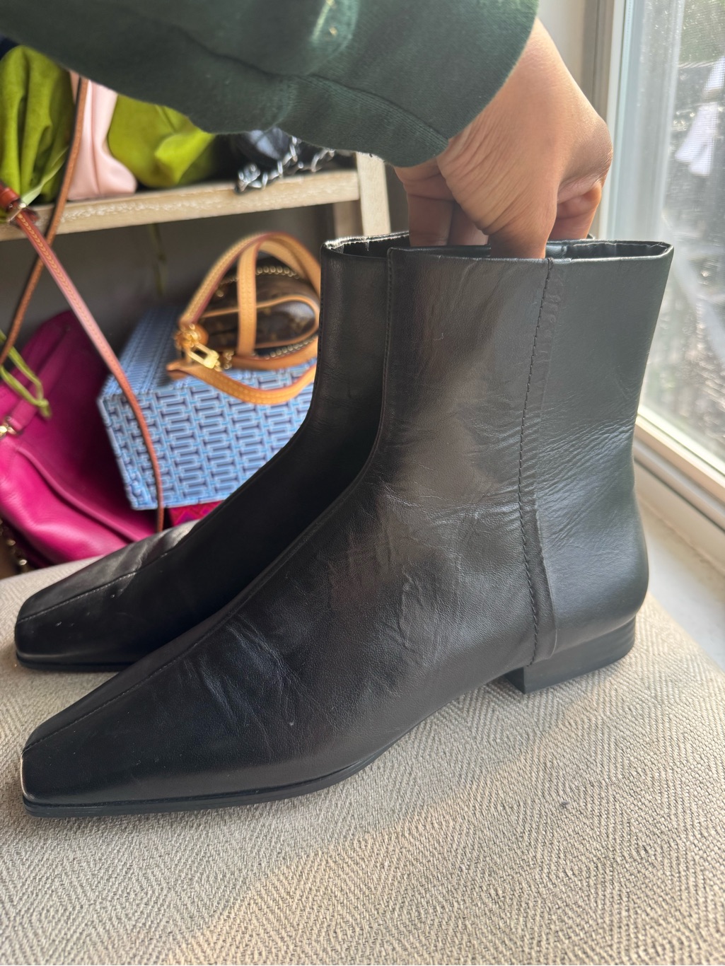 Mango Classic Black Leather Men's Ankle Boots